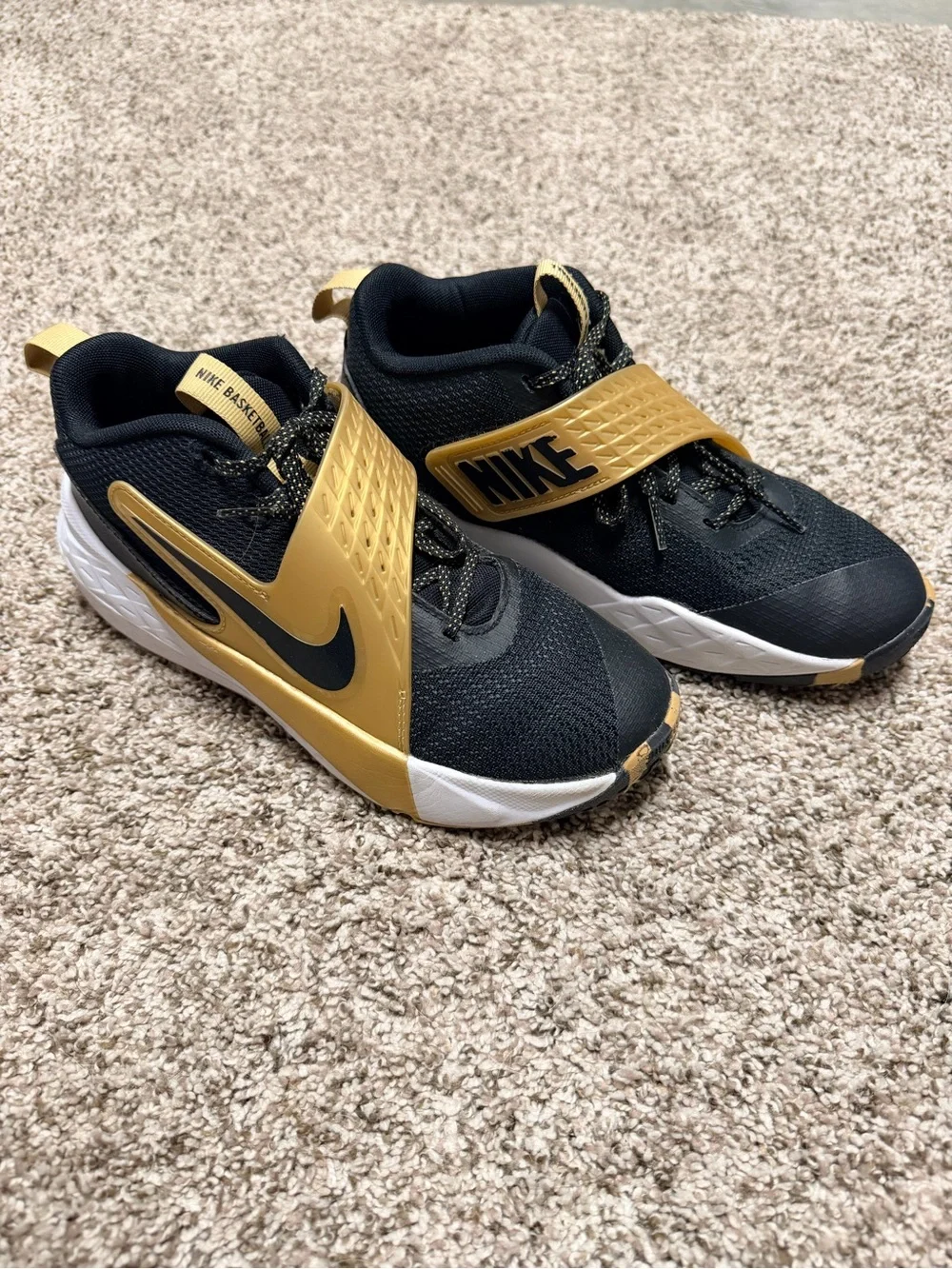 Nike Kids Black and Gold Basketball Sneakers